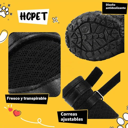Vista 4 de Zapatos para perros pequeños, botas y protectores de patas para pavimento caliente, nieve de invierno, botas antideslizantes para suelos de madera