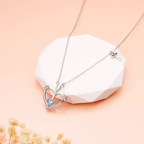 Vista 2 de Collar de plata de ley S925 con dije de unicornio, collar con dije de corazón, joyería para mujeres, mamá, novia