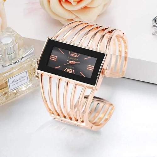 Vista 3 de Relojes de lujo para mujer, analógico de cuarzo, reloj de pulsera rectangular, reloj de pulsera de negocios, casual, de moda, para mujer