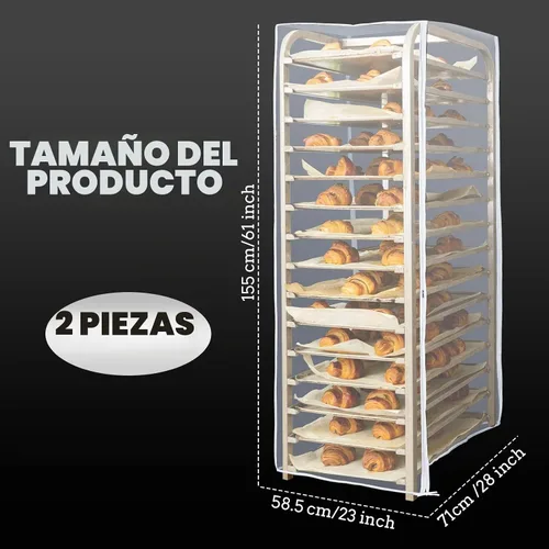 Vista 2 de Riakrum 2 piezas de 2 piezas de cubierta para panecillos para panadería, hoja de 20 niveles para el hogar, cocina, restaurante, panadería, 28