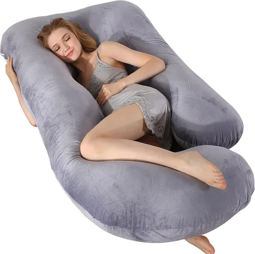 Vista 19 de Elover - Almohada de embarazo en forma de U, soporte de maternidad de cuerpo completo
