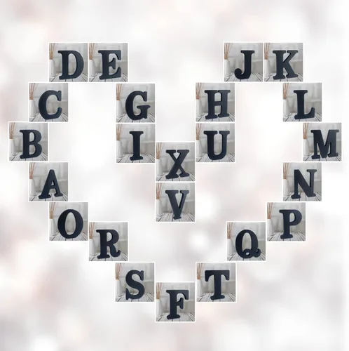 Vista 5 de AOCEAN Letras de madera negra de 6 pulgadas Letras de madera sin terminar para decoración de pared Letras decorativas de pie Rebanadas Tablero