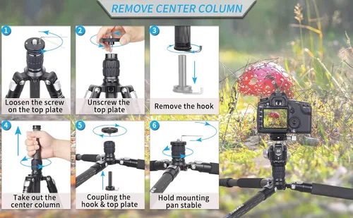 Vista 8 de Trípode INNOREL RT45C portátil de fibra de carbono de 10 capas sin cabeza esférica, trípode compacto y ligero para cámara DSLR, videocámara de video
