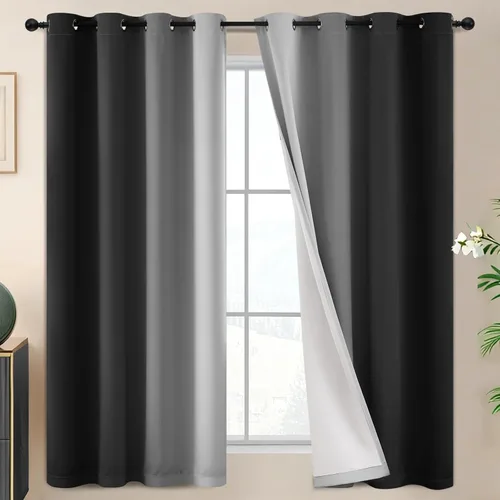 Vista 44 de SimpleHome Cortinas degradadas degradadas para oscurecer la habitación de 36 pulgadas de largo para dormitorio, con ojales y bloqueo de luz Negro