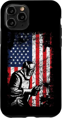 Vista 28 de Welder Gifts - Funda de soldadura patriótica con bandera estadounidense para iPhone 17