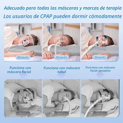 Vista 8 de Almohada HOMCA para dormir de lado con CPAP, almohada cervical para el cuello para todos los usuarios de máscaras CPAP para reducir las fugas de Gris