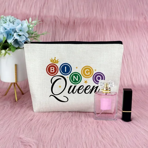 Vista 7 de Sfodiary Regalos de juego de bingo para adolescentes, bolsa de maquillaje para amantes del bingo y reina para jugadores, amantes del casino, bolsa