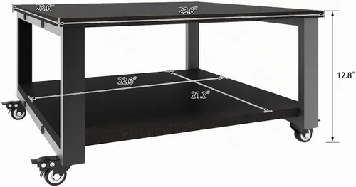 Vista 7 de Natwind 2 Tier Laser Printer Stand, 24''x24'' Large Printer Table, Black Negro