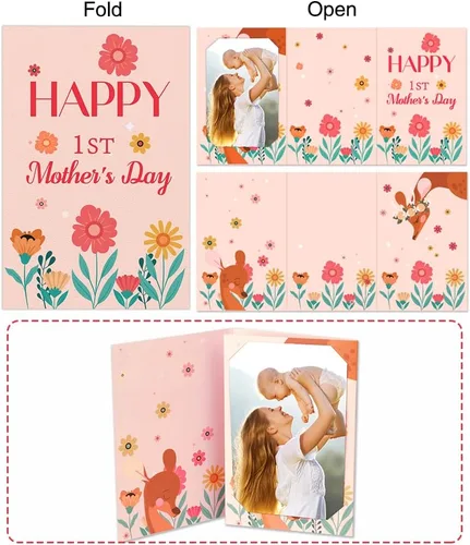 Vista 6 de WaaHome Tarjeta de feliz primer día de la madre para la nueva mamá, tarjeta de regalo del día de la madre de flores para primera vez, esperando