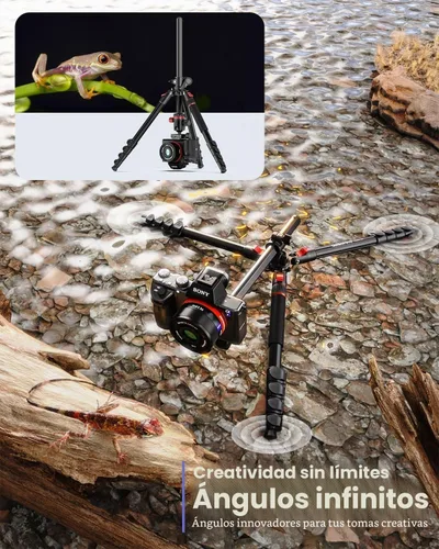 Vista 4 de CAMBOFOTO 68" Camera Tripod, Overhead Tripod Horizontal, Detachable Monopod Negro