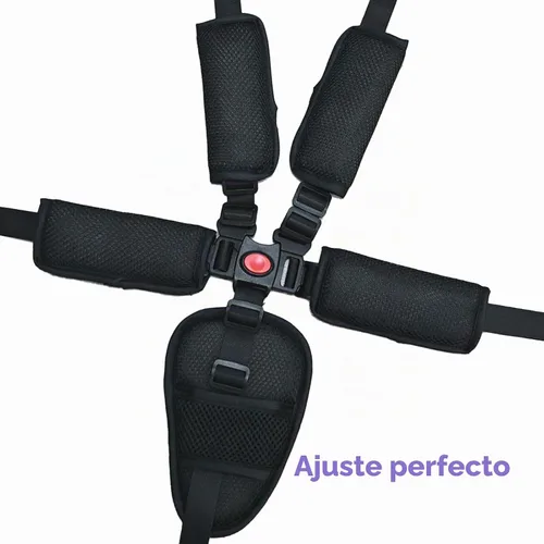 Vista 5 de Correas de asiento universales de 5 puntos, cinturón de arnés ajustable para silla alta, cinturón de arnés con 4 almohadillas para los hombros