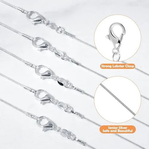 Vista 5 de Cadenas de Collar Paxcoo de 30 Piezas - Cadenas de Serpiente Chapadas en Plata para Hacer Joyería, 1.2 mm (22 Pulgadas)