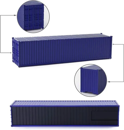 Vista 2 de 3pcs HO Escala sin decorar 40 ' (pies) Contenedores de envío 1:87 Deep Bule acanalado Side Container C8740DB