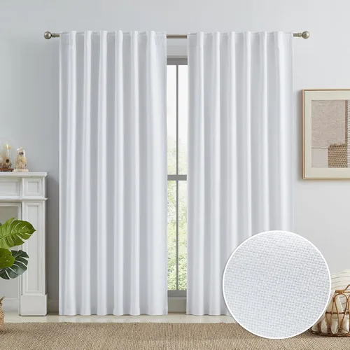 Vista 72 de KEQIAOSUOCAI - Cortinas opacas naturales de 108 pulgadas de largo, cortinas modernas con pestaña trasera, paneles plisados para sistema de cortina