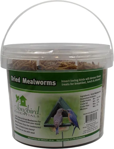 Vista 8 de Songbird Essentials Gusanos de harina secos para aves silvestres, gusanos de harina 100% naturales para pollos, pájaros azules, reptiles y patos