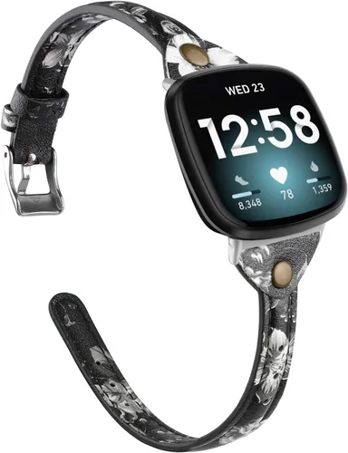 Vista 12 de Minyee Compatible con Fitbit Versa 4/Versa 3/Sense 2/Sense Band para mujer, correa de cuero delgada y fina, pulsera para reloj inteligente Fitbit