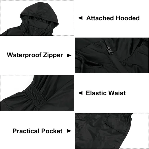 Vista 6 de American Trends Chubasqueros para mujer, impermeables, ligeros, cortavientos con capucha, impermeable plegable