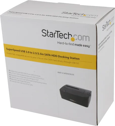 Vista 4 de StarTech.com Estación de acoplamiento de disco duro USB 3.0 a SATA de una sola bahía, base para disco duro USB 3.0 (5 Gbps), estación