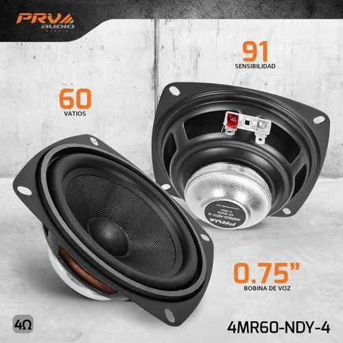 Vista 2 de PRV Audio Altavoz de neodimio de rango completo de 4 pulgadas 4MR60-NDY-4 PRO Audio de rango medio - 60 vatios, 4 ohmios - Controlador compacto