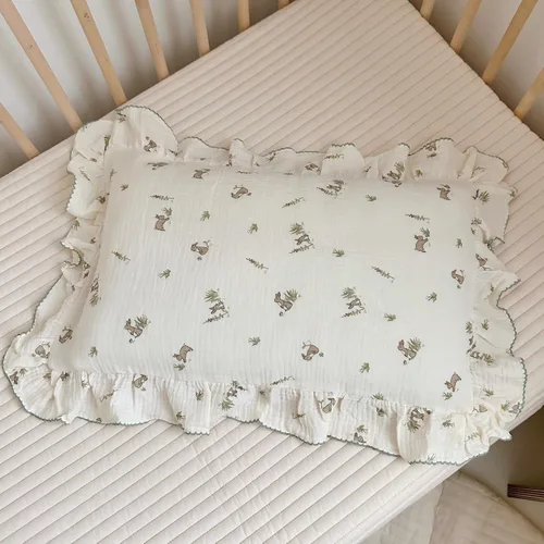 Vista 21 de BuLuTu Funda de almohada de muselina de algodón para niños pequeños con bonito patrón de flores de azalea, súper suave, funda de almohada para cuna