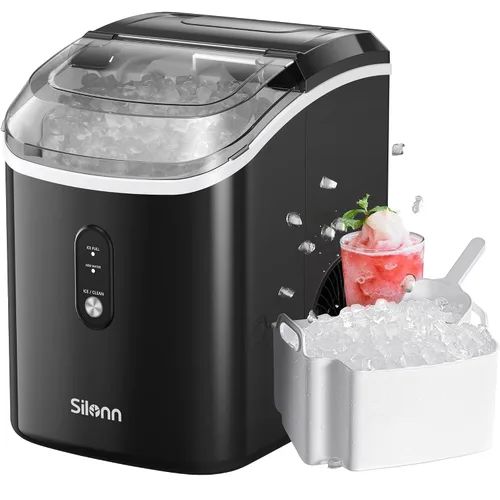 Vista 28 de Silonn Nugget - Máquina de hielo para encimera, hielo de caída automática Acero inoxidable