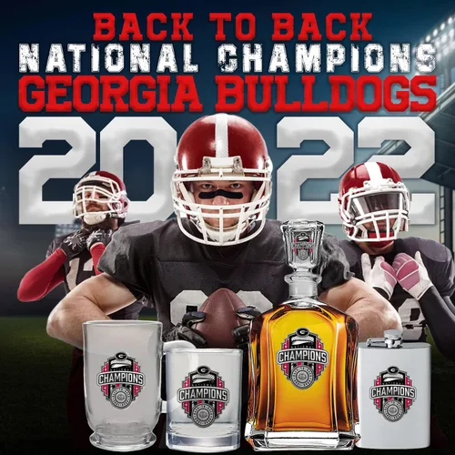 Vista 2 de Heritage Pewter Georgia Bulldogs 2022 National Championship - Vaso de agua de 16 onzas, peltre de metal intrincadamente elaborado