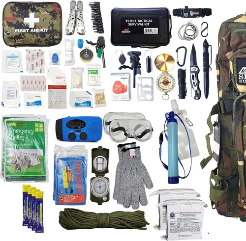Vista 2 de Vital Kit de supervivencia de emergencia de 72 horas para la familia, prepárate para huracanes, inundaciones, tornados u otros desastres, 72 horas