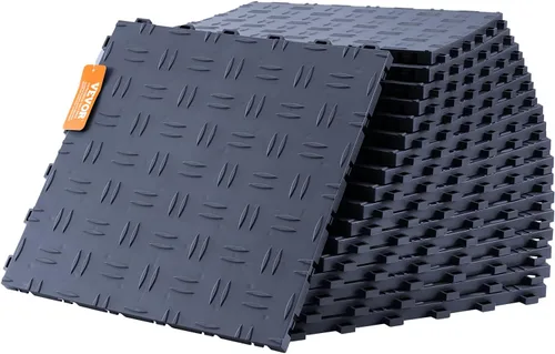 Vista 13 de VEVOR Kit de bordes de transición hembra para pisos de garaje, 15 piezas resistentes de PP modular entrelazado para bordes de suelos de garaje Negro