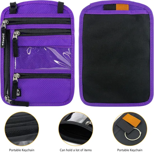 Vista 3 de ZOPPEN Funda para pasaporte, cartera para el cuello, funda para pasaporte, organizador de documentos de viaje, combo de portatarjetas de pasaporte