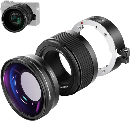 Vista 13 de NEEWER Lente gran angular compatible con Sony ZV-1 II (ZV-1 M2), 2 en 1 HD 18mm gran angular + lente macro adicional 10X con tubo de extensión