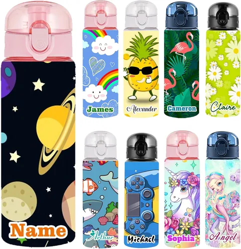 Vista 35 de Botellas de agua personalizadas con tapa, botella personalizada de 26 onzas con nombre, botellas de agua de plástico personalizadas, a prueba
