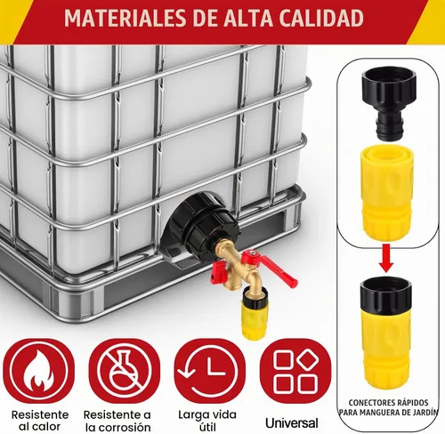 Vista 6 de Adaptador de asas Ibc, válvula doble de latón, 3/4 '' macho Npt a 3/4