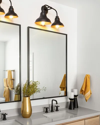 Vista 6 de 18-Inch 2-Light Farmhouse Bathroom Vanity Light Over Mirror, Black