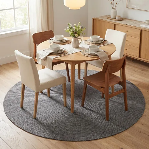 Vista 11 de Super Area Rugs Alfombra trenzada gris pequeña para puerta – Tejido lavable para fregadero de cocina, tapete gris sólido, ovalado, 20 x 30 pulgadas