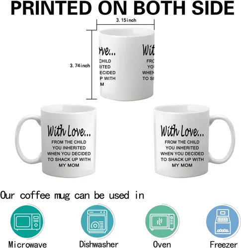 Vista 6 de WENSSY Regalos para padrastro, taza con amor del niño que heredaste, regalo de cumpleaños para el día del padre para padrastro de hijastra hijastro