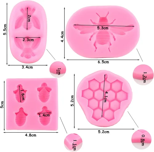 Vista 4 de ZiXiang Bumble Bee - Molde de silicona para fondant, moldes de colmena de abeja, moldes de chocolate para cupcakes, decoración de pasteles