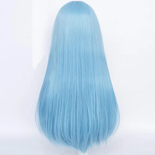 Vista 4 de Peluca de pelo recto medio azul Cosplay Miwa Kasumi peluca para anime japonés Jujutsu Kaisen peluca marina de guerra disfraz temático fiesta peluca