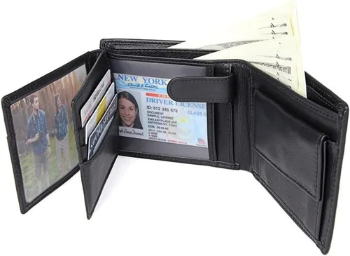 Vista 2 de BDYLSF - Cartera de negocios de cuero suave con múltiples tarjetas de gran capacidad y clip corto para billetes
