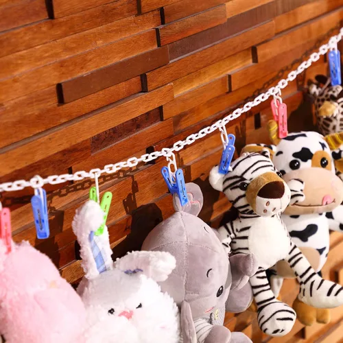Vista 3 de Blulu Cadena de almacenamiento de animales de peluche de 80 pulgadas para almacenamiento de animales de peluche con 20 clips, organizador colgante