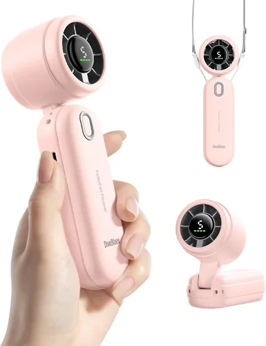 Vista 9 de Diveblues Ventilador turbo de mano portátil de alta velocidad, alimentado por batería recargable USB, pequeño ventilador de bolsillo portátil