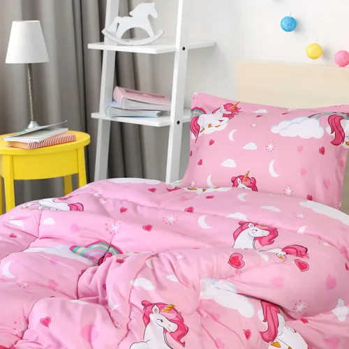 Vista 4 de Utopia Bedding - Juego de edredón de unicornio para todas las estaciones con 2 fundas de almohada, juego de cama de 3 piezas de microfibra cepillada
