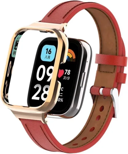 Vista 8 de Compatible con Xiaomi Redmi Watch 3 Active Bands, correa de repuesto de cuero para pulsera con marco de metal para Redmi Watch 3 Active