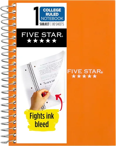 Vista 12 de Five Star - Cuaderno de espiral, 1 materia, papel con líneas universitarias, tamaño personal, 4-3/8" x 7", 80 hojas, combate el sangrado de tinta