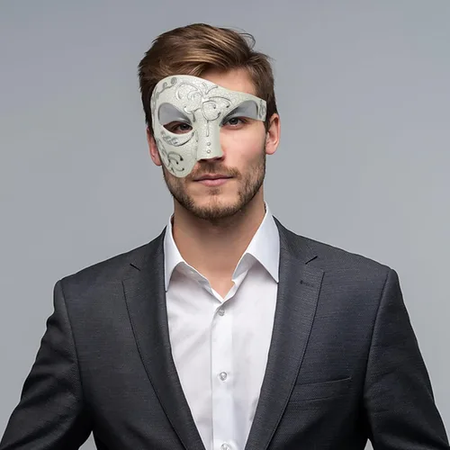 Vista 3 de Thmyo Half Face - Máscara de mascarada de carnaval veneciano para hombre, diseño vintage de Phantom of the Opera