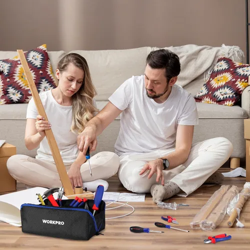 Vista 7 de WORKPRO Bolsa de herramientas con cremallera, bolsa de almacenamiento de herramientas utilitaria de boca ancha de servicio pesado de 10", funda