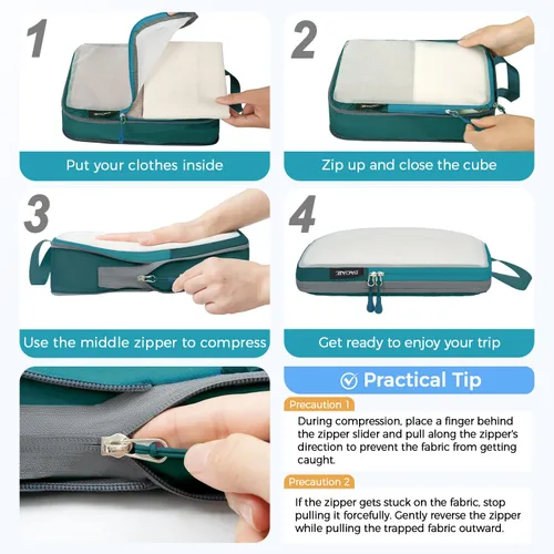 Vista 71 de BAGAIL 4 Set/6 Set Ultraligero Compresión Embalaje Cubos Organizador de Embalaje para Accesorios de Viaje Equipaje Maleta Mochila