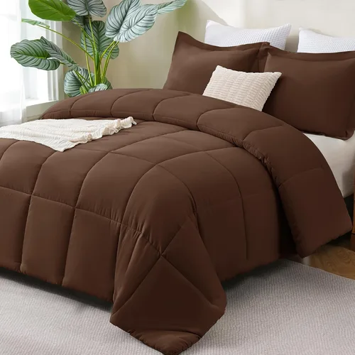 Vista 37 de CozyLux Juego de edredón Super King, juego de ropa de cama negro ceniza de 270GSM para todas las estaciones, juego de cama de 3 piezas cosidas