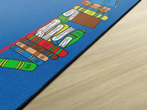 Vista 7 de Flagship Carpets Alfombra educativa multicolor con borde de gusano de libro, para dormitorio de niños, alfombra de sala de juegos, área