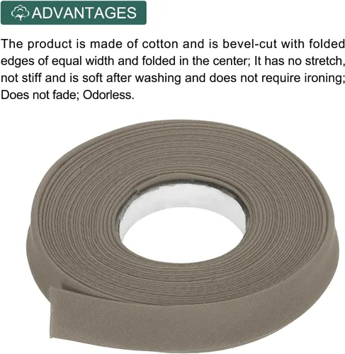 Vista 457 de MECCANIXITY Cinta al bies de doble pliegue de 1/2 pulgada de poliéster continuo a granel para costura, costura, dobladillo, encuadernación y Beige