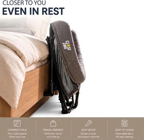 Vista 4 de Englacha Close2me Cama de Mascotas al Lado de la Cama para Gatos y Perros, Cuna Elevada para Perros con Laterales, Cuna para Perros